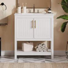 Load image into Gallery viewer, Elegant Bathroom Vanity With Ceramic Sink And Versatile Storage
