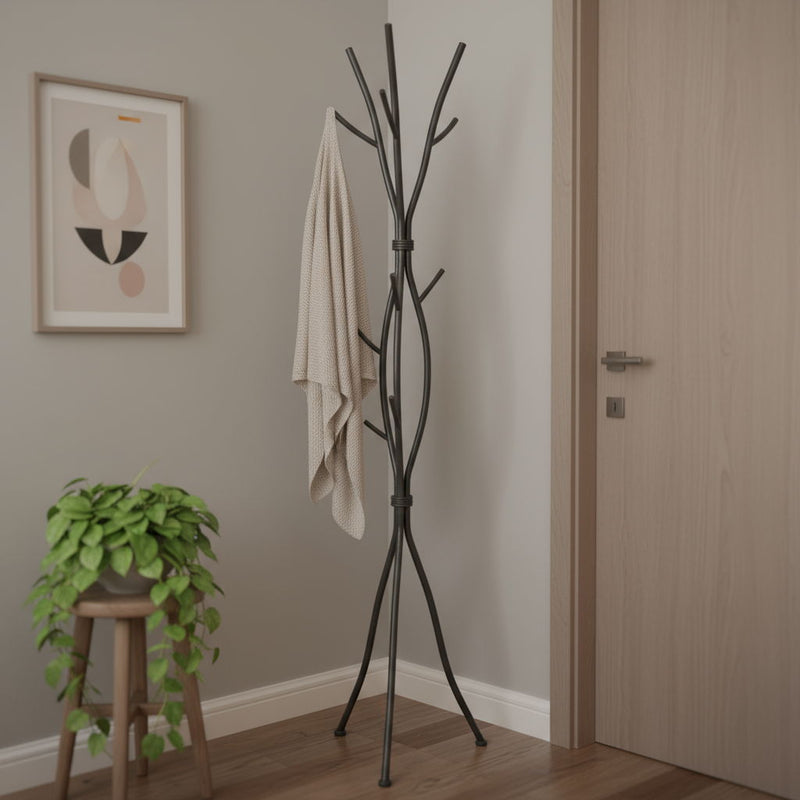 74" Metal Modern Tree Branch Coat Rack - Black