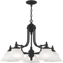 Load image into Gallery viewer, 18" Five Light Metal Dimmable Chandelier With Shades - Black
