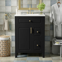 Load image into Gallery viewer, Elegant Bathroom Vanity With Ceramic Sink, Soft Close Doors And Drawers, Double Storage Racks
