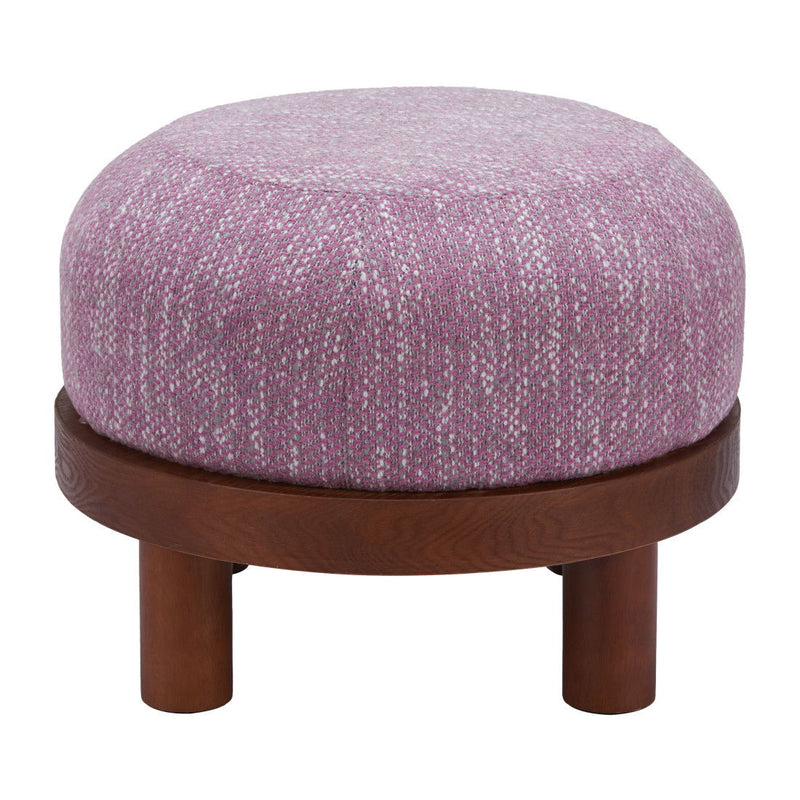 Fabric Round Ottoman - Brown / Pink