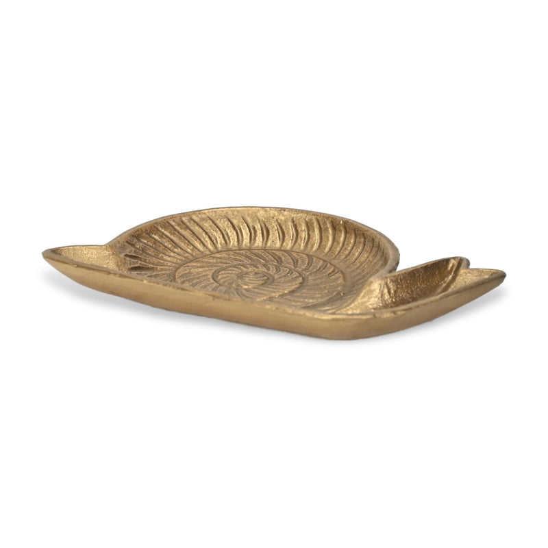 7" Cast Iron Snail Trinket Tray - Antiqued Gold