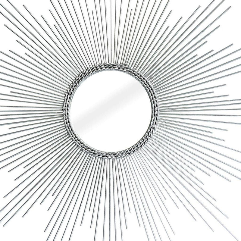32" Metal Sunburst Geometric Framed Accent Mirror - Silver