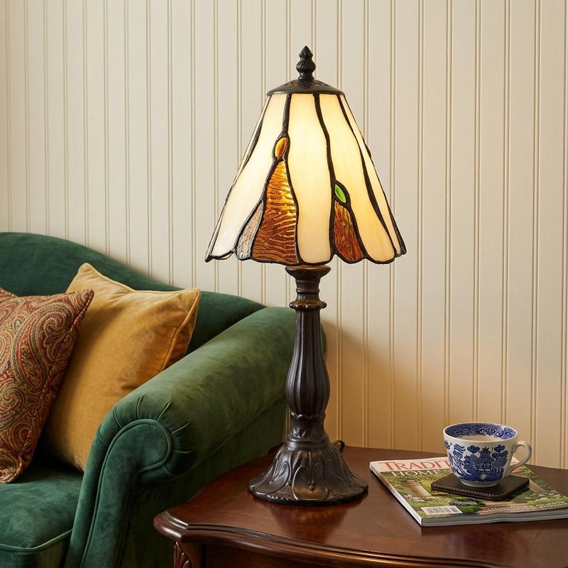 Abstract Round Tiffany Lamp With Cone Shade (751905) - Bronze