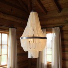 Load image into Gallery viewer, Unique Statement Three Light Metal Chandelier With Shades - Bronze
