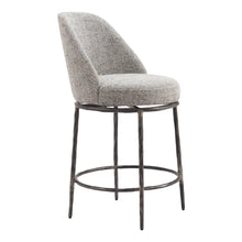 Load image into Gallery viewer, 24" Fabric And Steel Counter Height Swivel Bar Chair - Gray / Black
