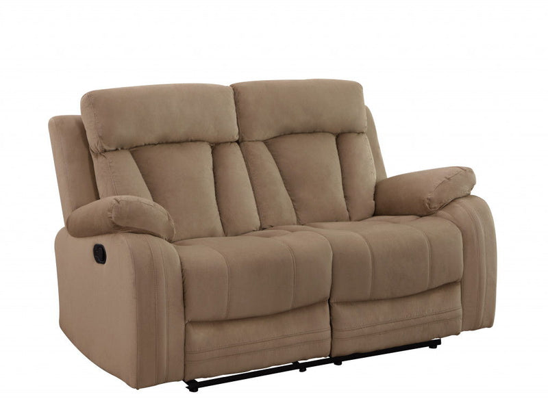 Leather Match Recliner Loveseat - Beige
