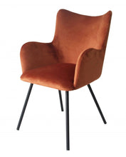 Load image into Gallery viewer, Upholstered Velvet Wing Back Dining Arm Chair - Orange
