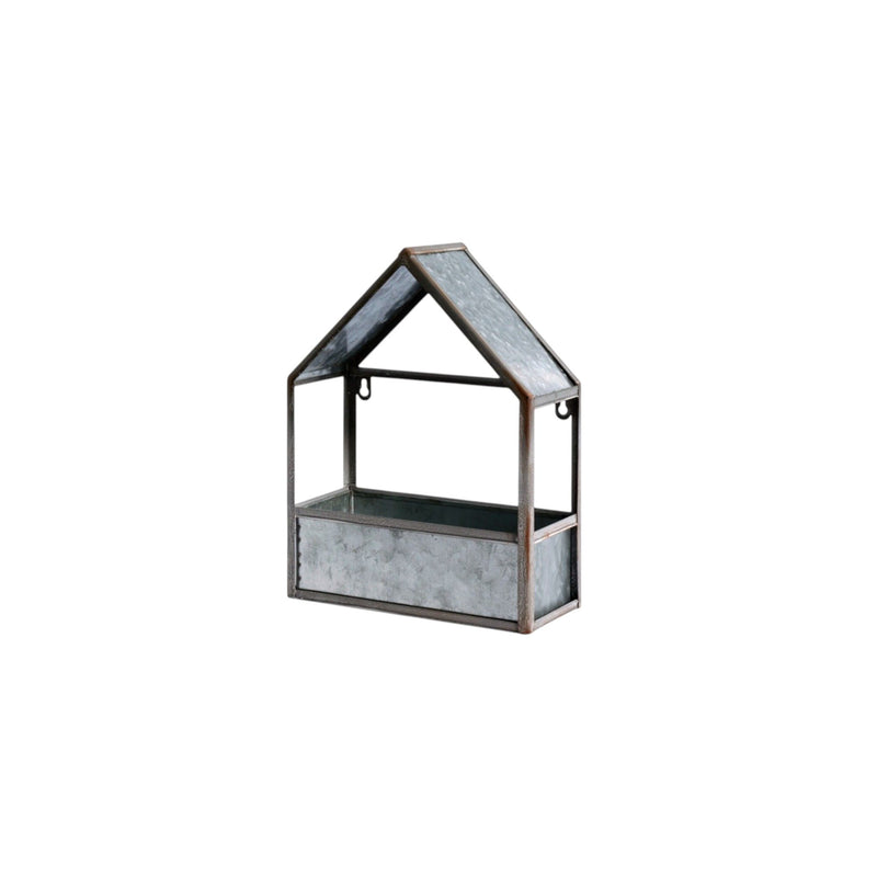 Galvanized Novelty House Shaped Hanging Planters (Set of 2) - Gray