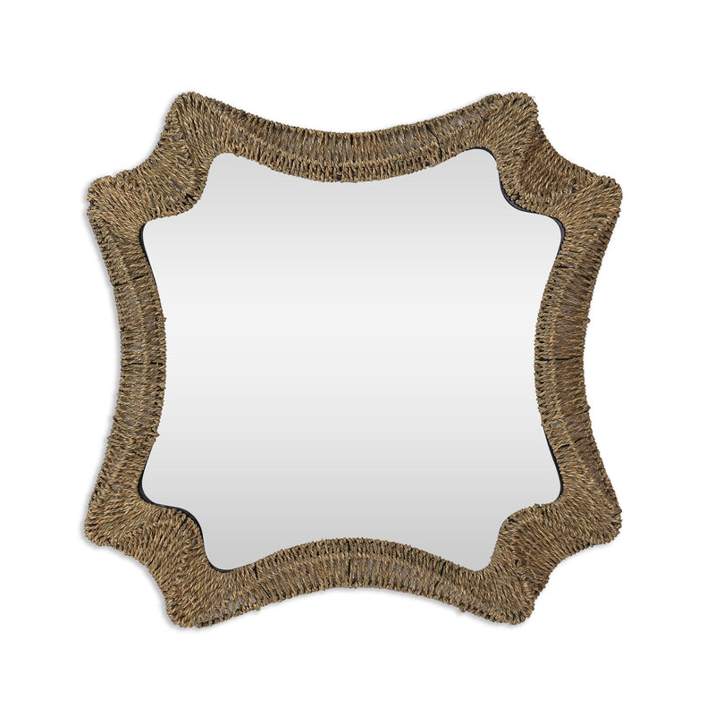 38" Abstract Floating Rope Framed Accent Mirror - Brown