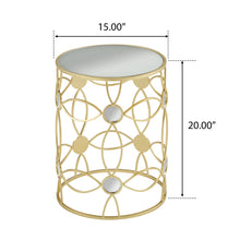 Load image into Gallery viewer, Modern Side Table With Mirror Top And Metal Frame - Gold / Clear
