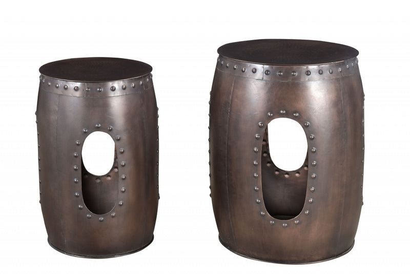 Iron Round End Tables - Copper