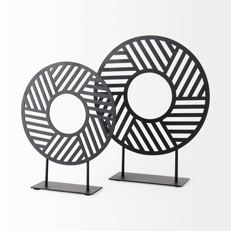 Round Geometric Sculpture - Black