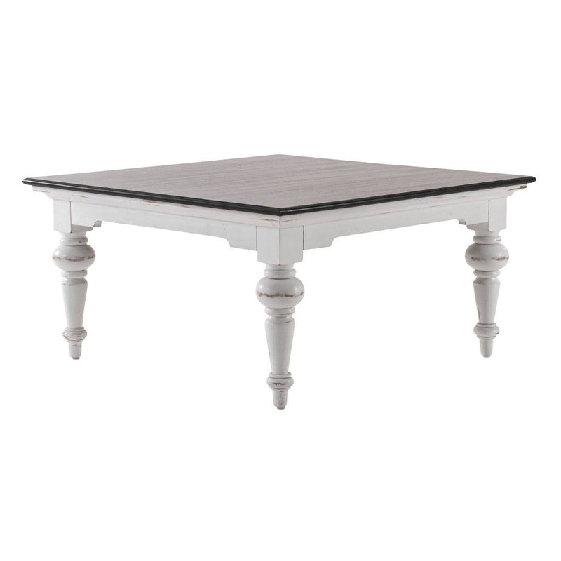 39" Wood Square Distressed Coffee Table - Brown And White