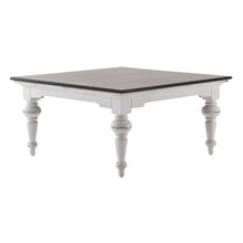 Load image into Gallery viewer, 39" Wood Square Distressed Coffee Table - Brown And White
