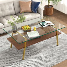 Load image into Gallery viewer, Rectangle Coffee Table, Tempered Glass Tabletop With Metal Legs, Modern Table For Living Room
