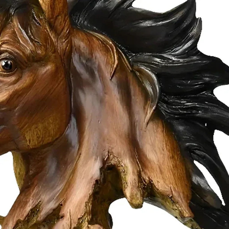 Poly Horse Tabletop Sculpture - Antiqued Bronze / Black