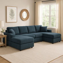 Load image into Gallery viewer, 3 Piece Corduroy Double Chaise Sectional Sofa
