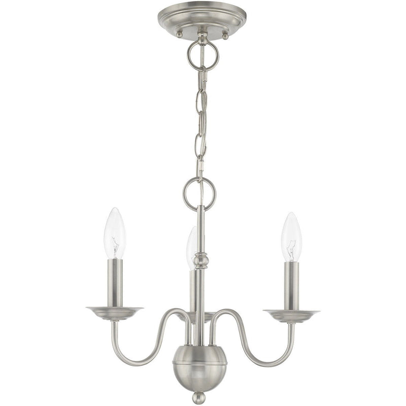 13" Three Light Dimmable Chandelier With Shades - Nickel