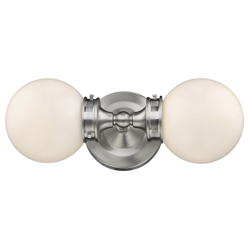 Two Light Wall Sconce With Round Frosted Glass Shade - Silver