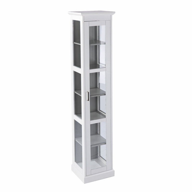Cornice Molding Curio With Glass Door - White
