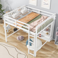 Load image into Gallery viewer, Loft Bed With 8 Open Storage Shelves And Built In Ladder
