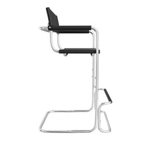 Load image into Gallery viewer, Leather Bar Height Bar Chair - Black / Silver

