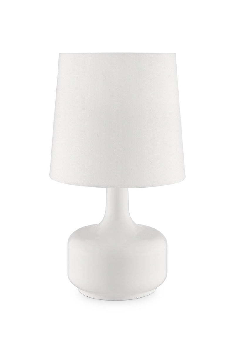 17" Metal Bedside Table Lamp With Shade - White