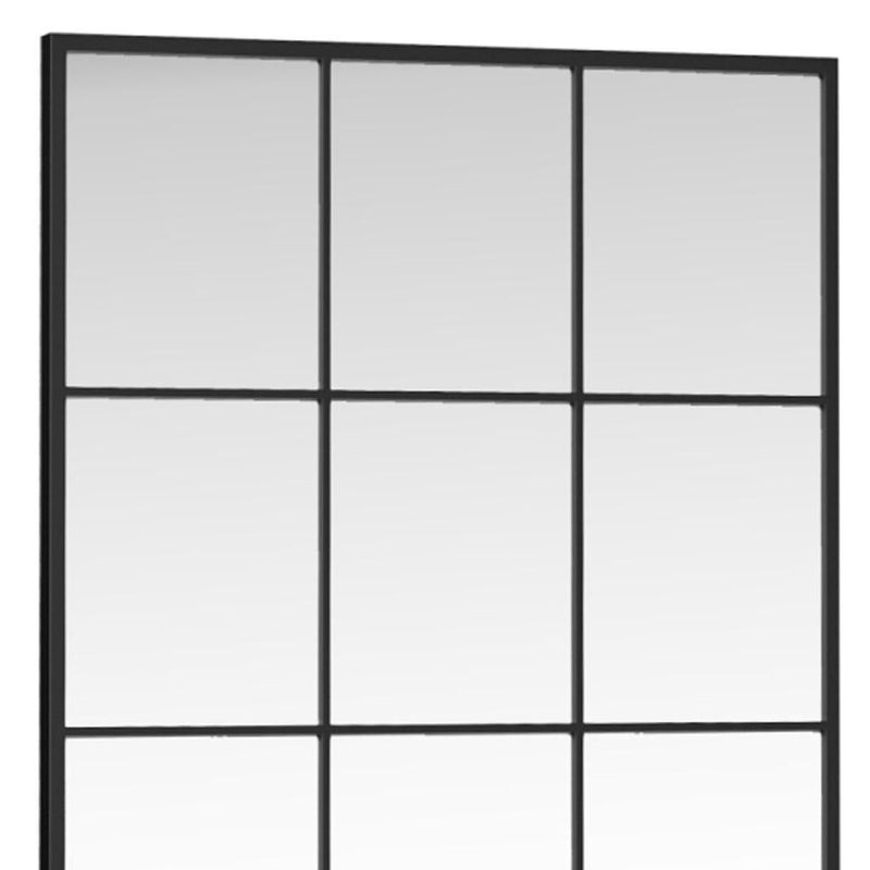 69" Metal Windowpane Framed Full Length Mirror - Black