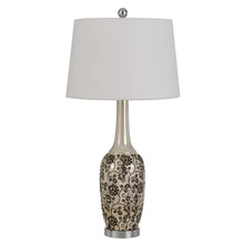 Load image into Gallery viewer, Metal Two Light Bedside Table Lamps With White Globe Shade (Set of 2) - Silver
