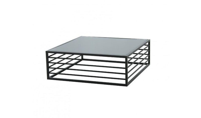 Smoked Glass Square Coffee Table - Black