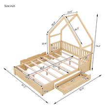 Load image into Gallery viewer, House Style Platform Bed With Guardrail And 2 Drawers
