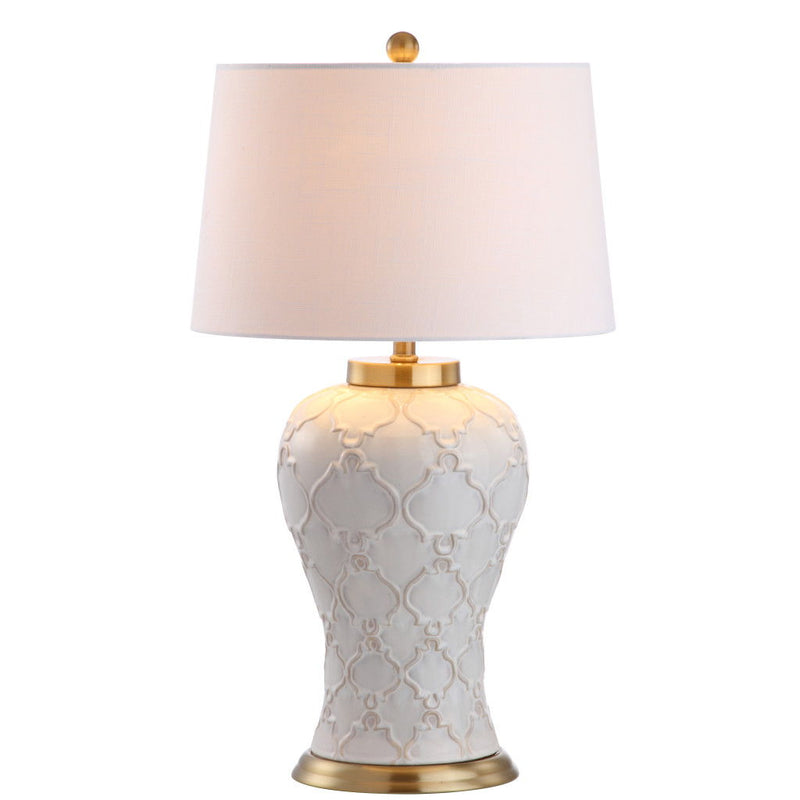 29" Novelty Table Lamp LED With Drum Shade - Cream