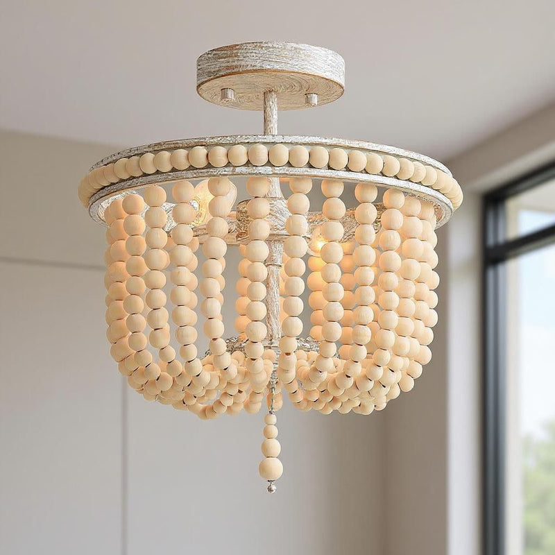 Unique Statement Two Light Metal Dimmable Flush Chandelier - Gold / White