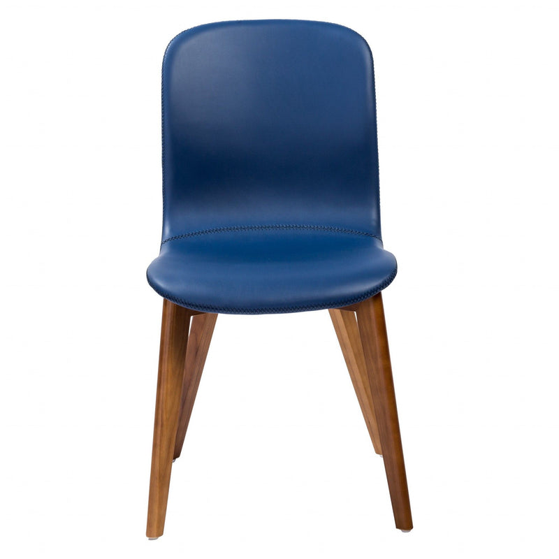 Upholstered Leather Dining Side Chairs (Set of 2) - Blue