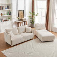 Load image into Gallery viewer, Modern Minimalist Corduroy Combination Sofa With 2 Comfort Cushions With USB &amp; C Charging Ports
