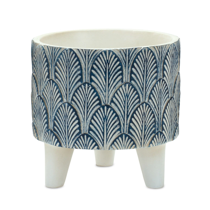 Poly Geometric Pot Planters (Set of 2) - Blue / White