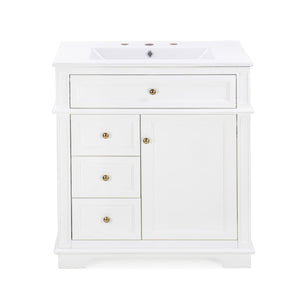 Freestanding Bathroom Vanity With Sink, Soft Closing Door, Tip Out Drawer