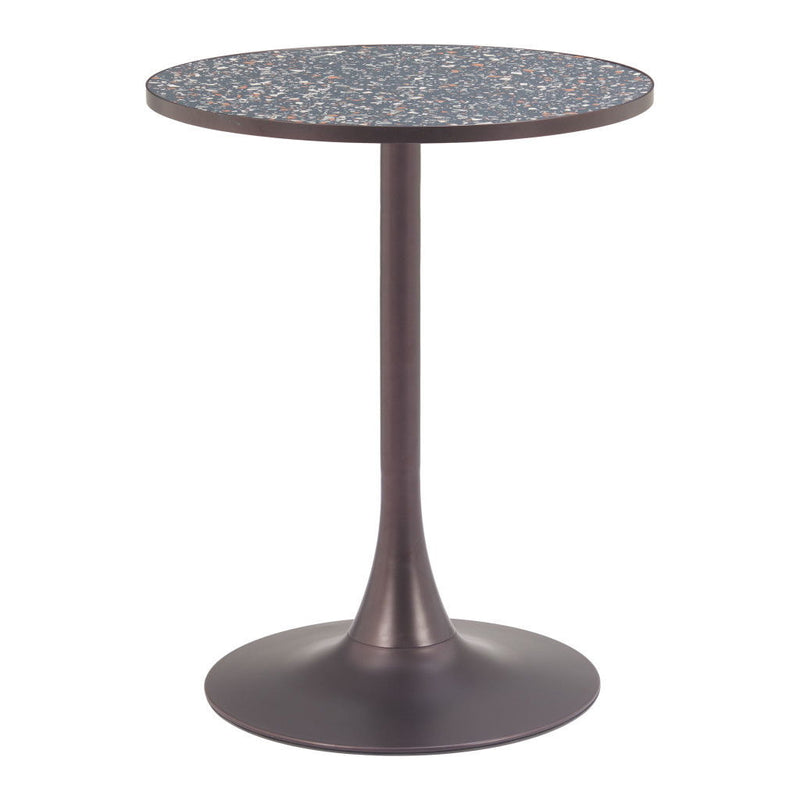 24" Wood And Steel Pedestal Base Round Top Dining Table - Black