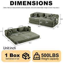 Load image into Gallery viewer, Convertible Sleeper Sofa Bed With Cylindrical Pillow
