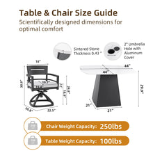 Load image into Gallery viewer, Outdoor Patio Dining Set, Squircle Dining Table, Dining Chairs With Sunbrella Cushions
