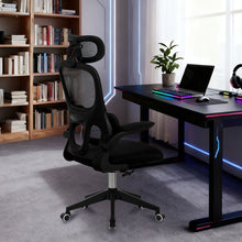 Load image into Gallery viewer, High Back Ergonomic Swivel Rolling Office Chair With Tilt Function, 3D Headrest, Lumbar Support - Black
