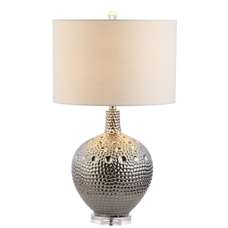27" Novelty Bedside Lamp With Drum Shade - Silver
