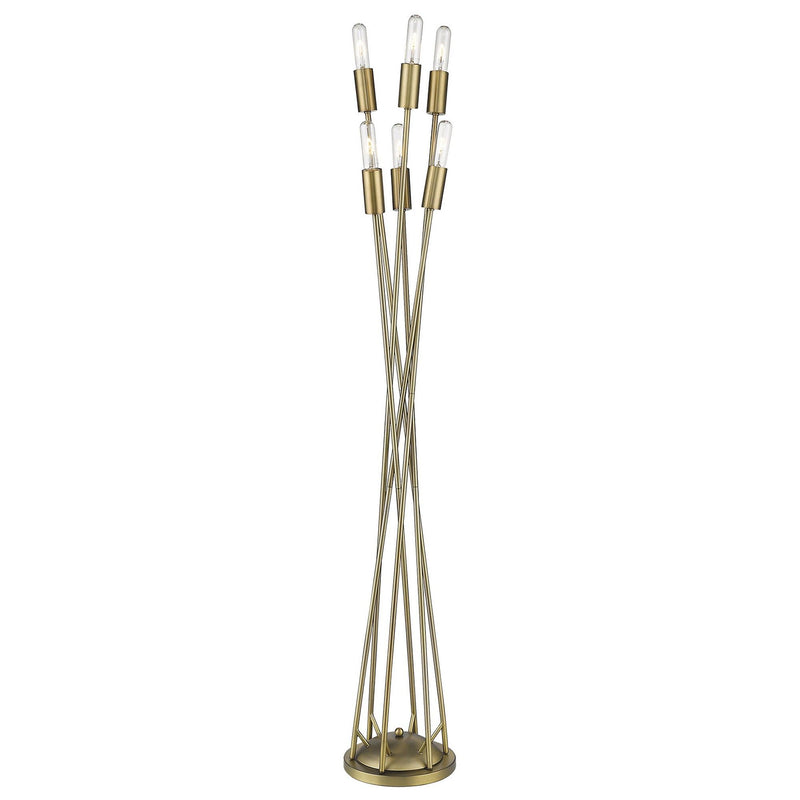 Six Light Torchiere Floor Lamp - Brass