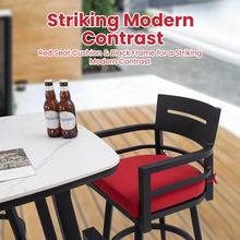 Load image into Gallery viewer, 5 Pieces Outdoor Patio Bar Set, Rounded Square Sintered Stone Table &amp; 4 Swivel Bar Chairs
