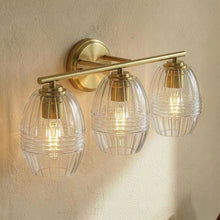 Load image into Gallery viewer, Luster - 3 Lights Vanity With Clear For Bathrooms Above Mirror Wall Lamp Satin - Clear / Gold
