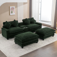 Load image into Gallery viewer, Sectional Sofa Upholstered Sofa With Two Removable Ottoman, Two USB Ports, Two Cup Holders And Large Storage Box For Living Room
