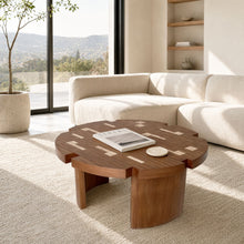 Load image into Gallery viewer, Round End Table For Living Room - Brown / Yellow
