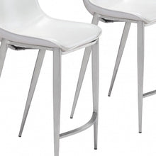 Load image into Gallery viewer, 21.7" x 20.7" x 39.8" Steel Low Back Counter Height Bar Chairs (Set of 2) - White And Silver
