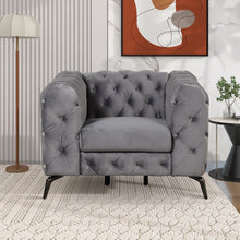 Load image into Gallery viewer, 40.5&quot; Velvet Upholstered Accent Sofa,Modern Single Sofa Chair with Button Tufted Back,Modern Single Couch for Living Room,Bedroom,or Small Space,Gray
